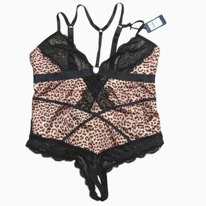 City Chic Fox & Royal Bodysuit Lingerie Womens Plus M 18 2X Animal Print NEW NWT